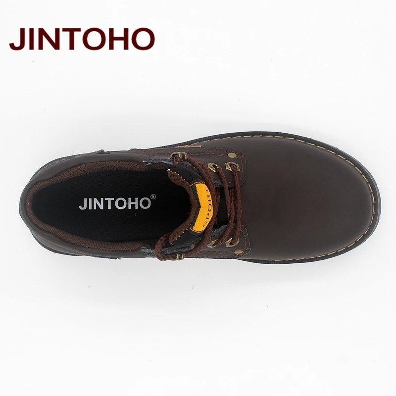 Повседневная мужская обувь JINTOHO из натуральной кожи брендовая безопасные