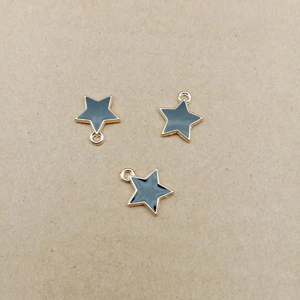 enamel black 12x14mm 10 шт эмалированные звезды очаровательный со стразами украшения в виде звездочек для изготовления ювелирных изделий и рукоделия Шарм мода кулон - Окраска металла: enamel black 12x14mm