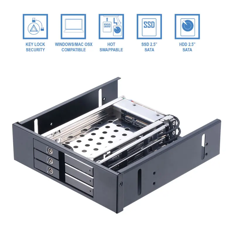 Uneatop ST5534 2.5in алюминиевый корпус 3 Bay SATA ROM пространство жёсткий диск Rack до 5.25 шт.