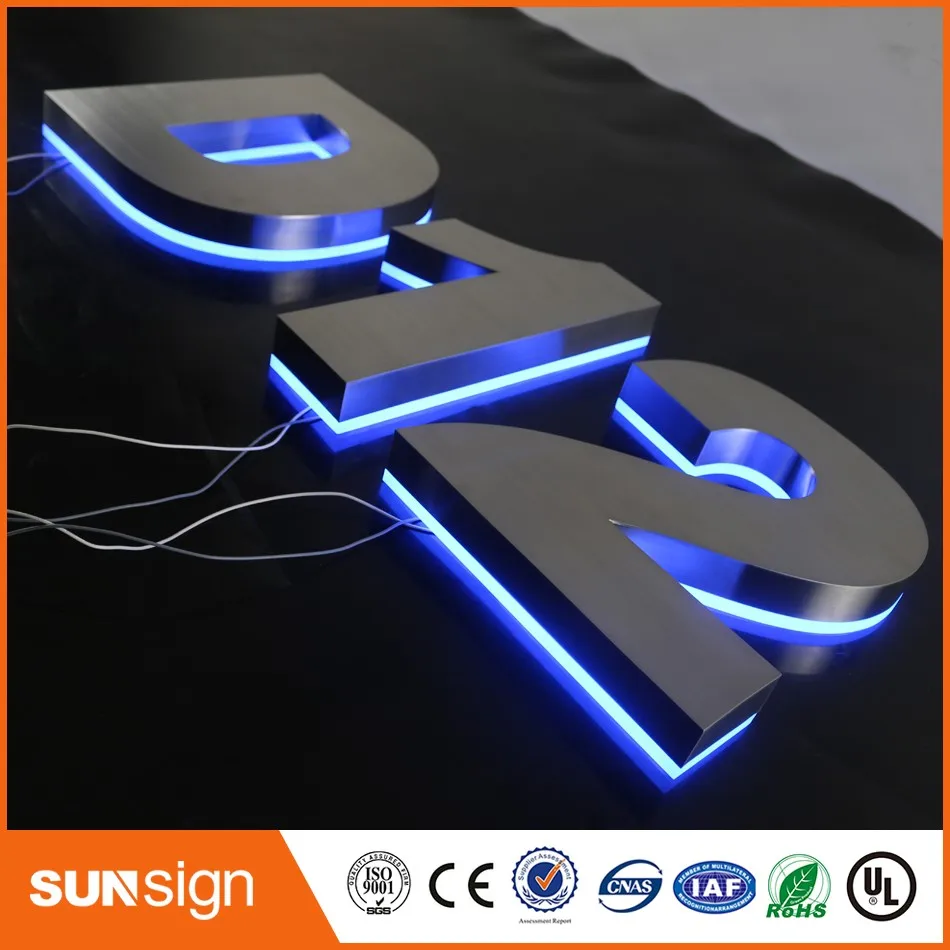 H 35cm LED illuminated sign alphabet letters backlit stainless steel letters