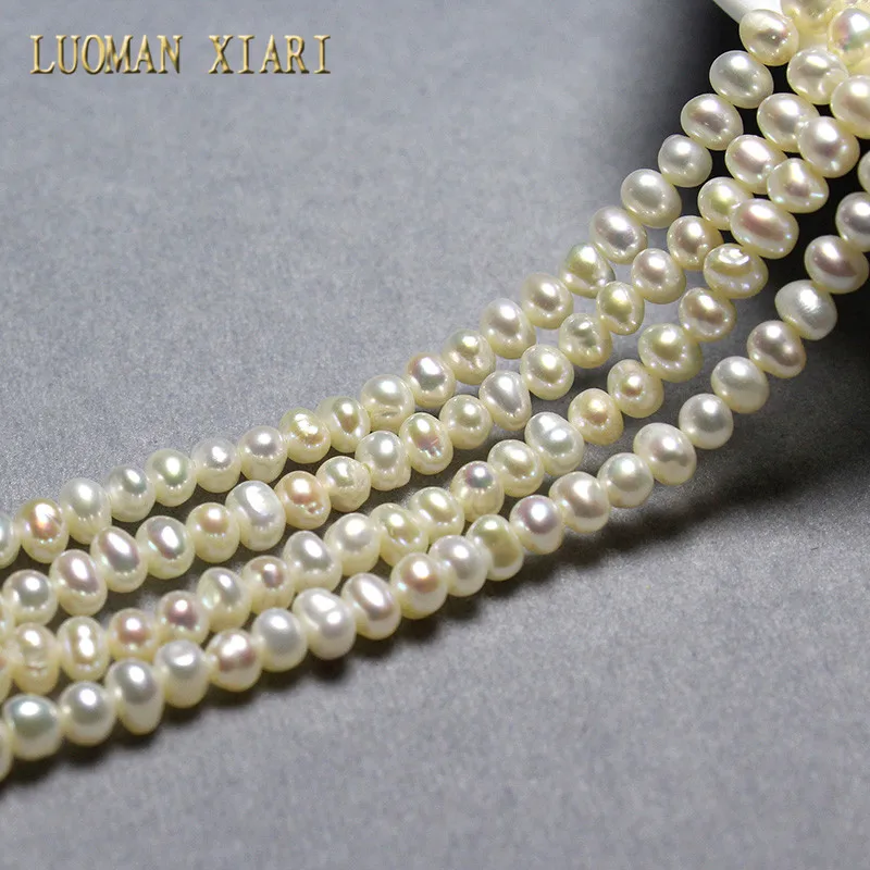 

Wholesale Freshwater Pearls Beads For Jewelry Making DIY Bracelet Necklace For Women Size About 3.5-4mm 1 Strand About 37-39cm