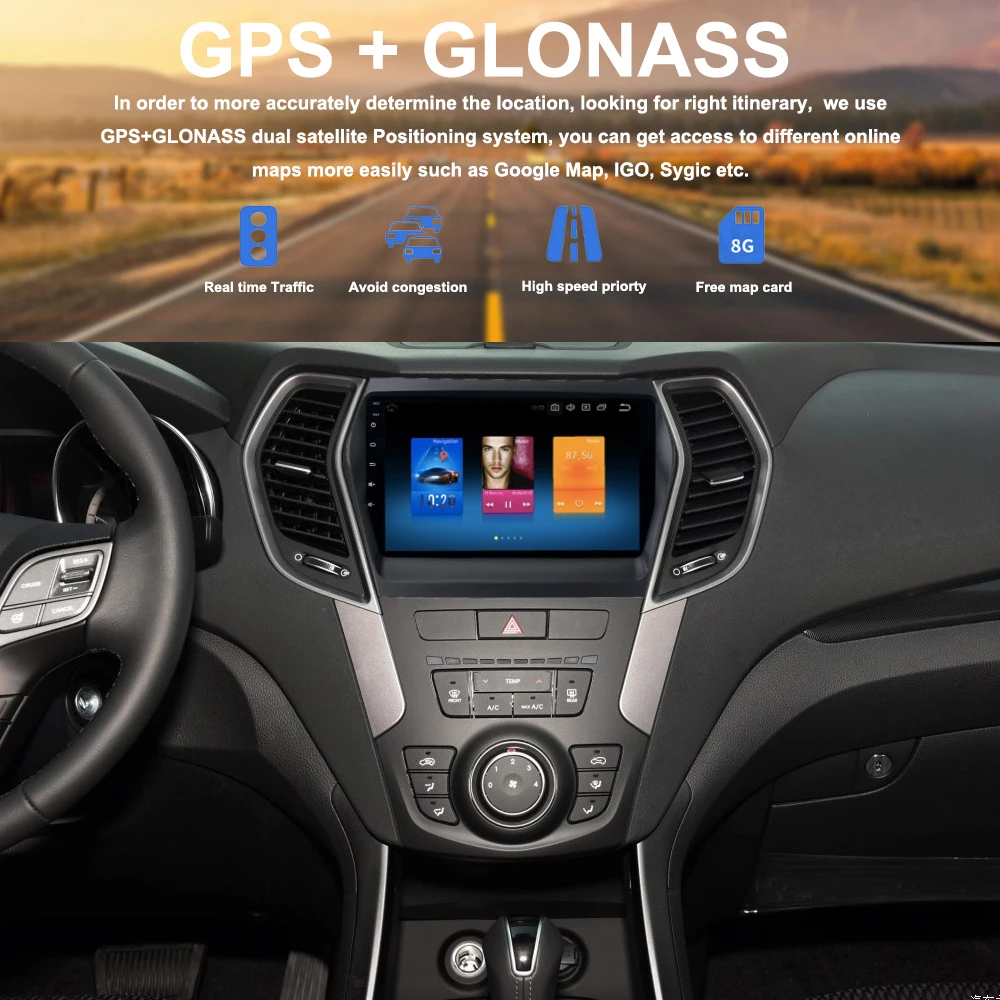 9 дюймов Android 7 1 8 0 Автомобильный GPS навигатор мультимедийный для Hyundai Santa Fe IX45 2013 2014