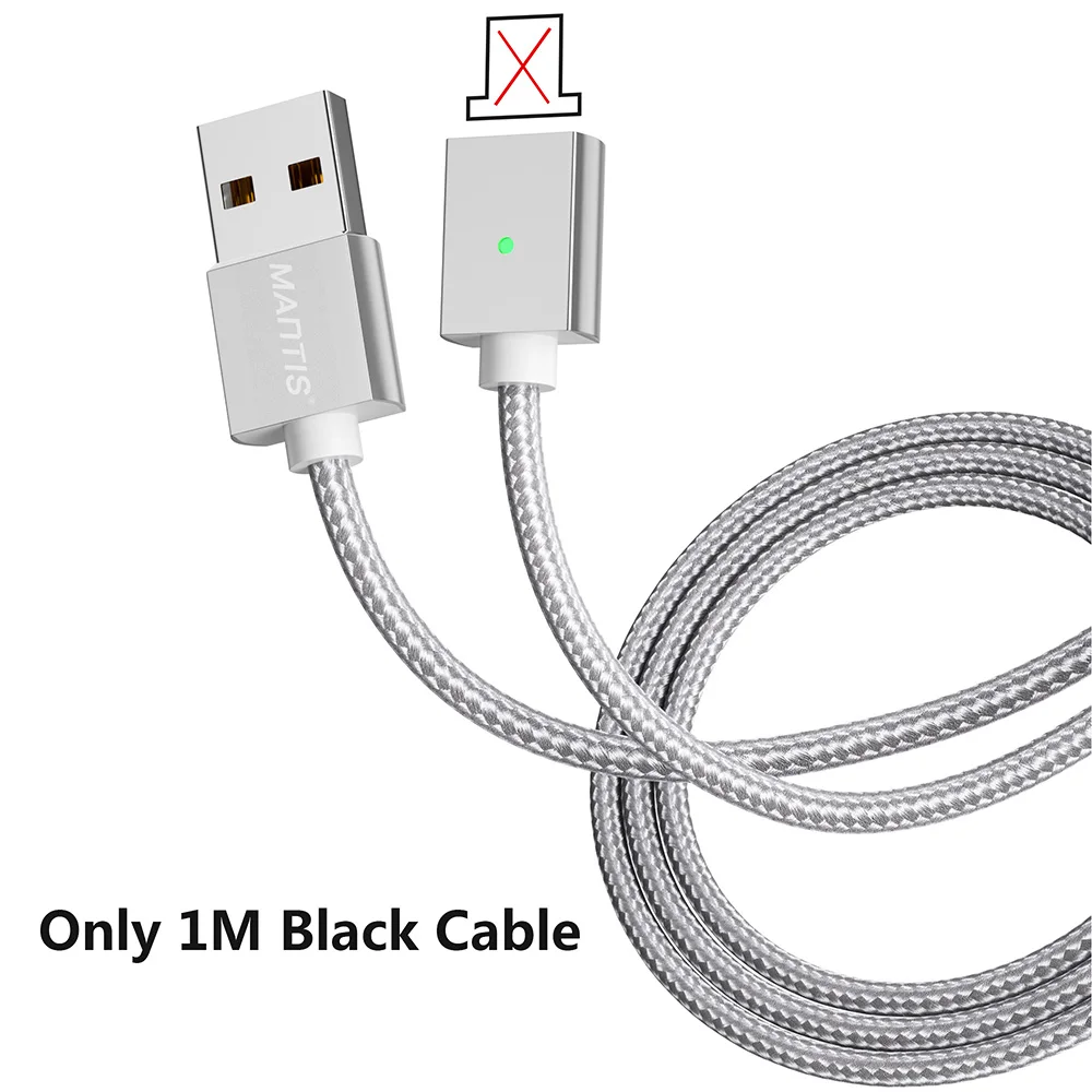 Магнитный кабель MANTIS 3A для Iphone Xs Max Xr X 8 7 6 6s 5 5S Se Ipad Mini Quick Charge 3,0 светодиодный Usb кабель провод для быстрой зарядки - Цвет: CableSilver