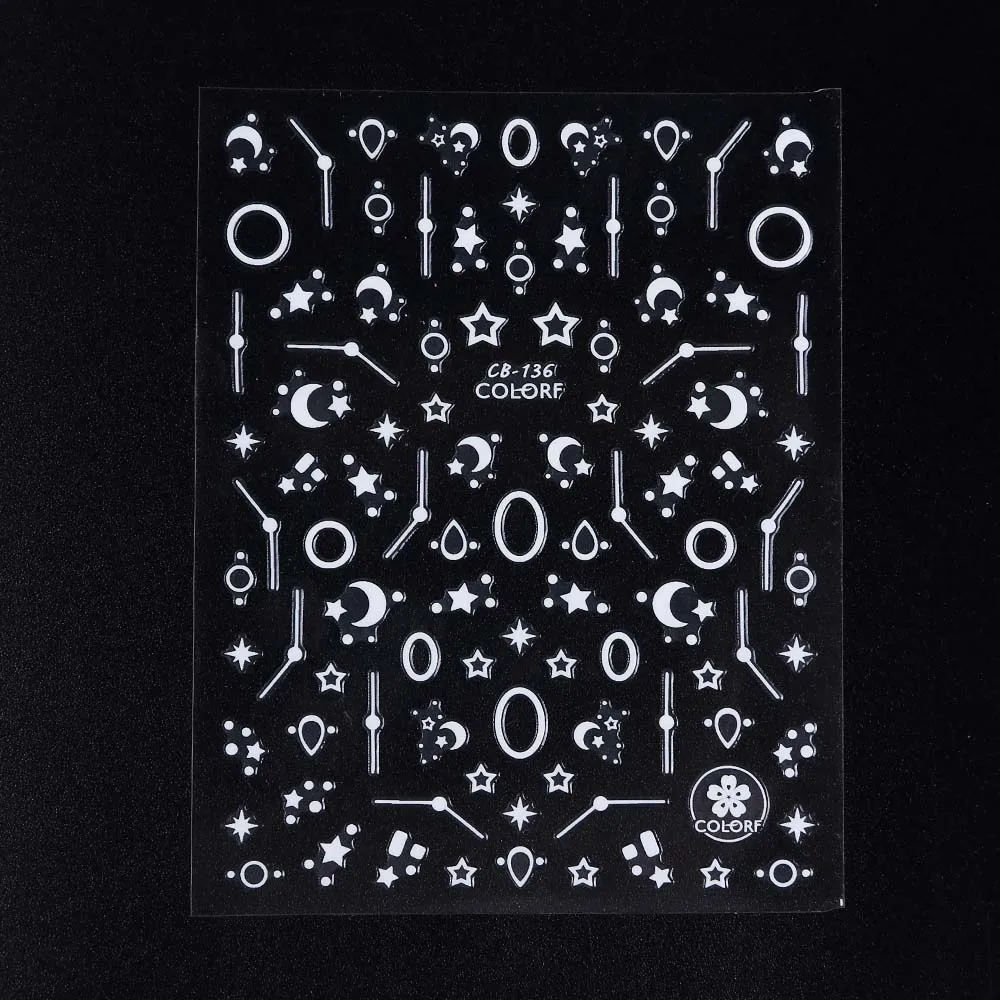 CB136-White 1 шт переводные наклейки для нейл-арта, золотые, серебристые, 3D смешанные дизайны, клей для самостоятельного маникюра, декоративные наклейки для нейл-арта, декоративные наклейки SACB133-141 - Цвет: CB136-White
