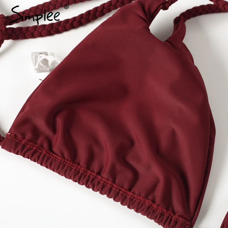 Комплект нижнего белья с завязками на спине Simplee соблазнительный однотонный топ