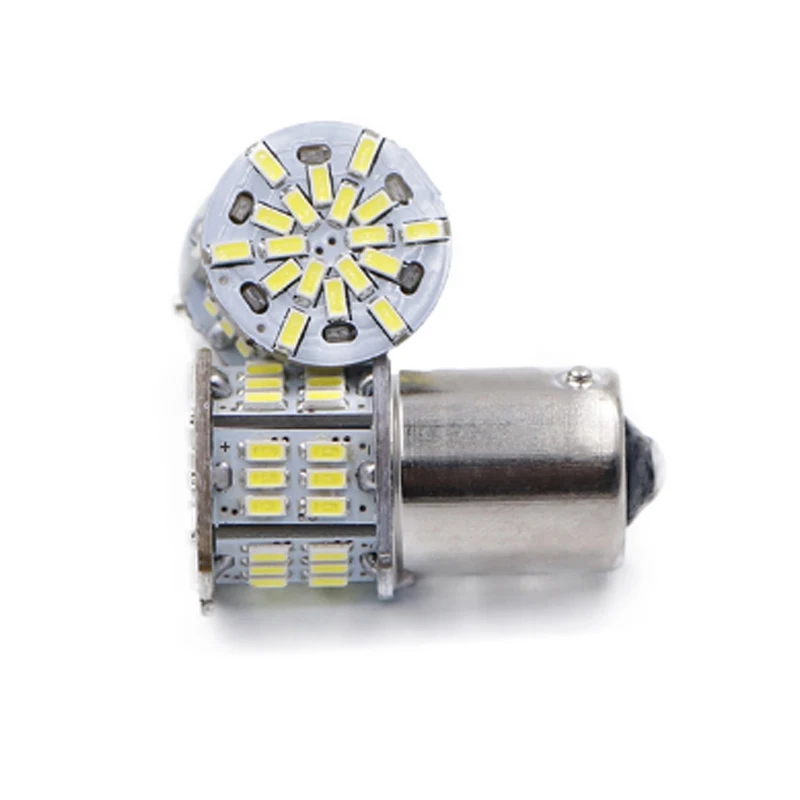 50 шт. Автомобильные светодиодные лампы S25 1156 BA15S 1157 BAY15D 54 Led 3014 SMD дневные ходовые