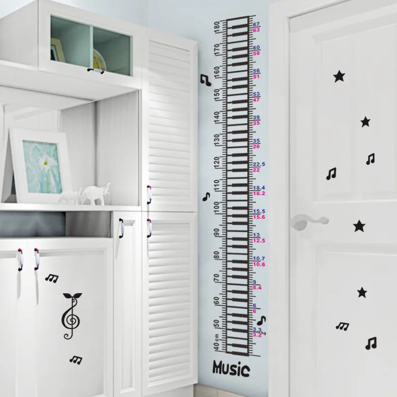 2017 Музыка Фортепиано звезда ребенок дети высота мера настенные наклейки для