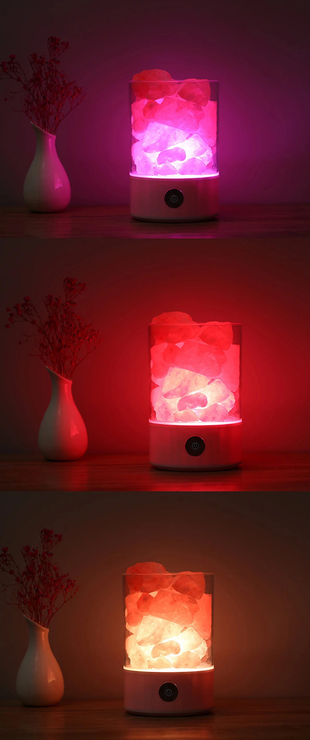 USB хрустальная лампа из гималайской соли, светодиодная лампа, очиститель воздуха, создатель настроения, Крытый теплый свет, настольная лампа, спальня, лава, лампа