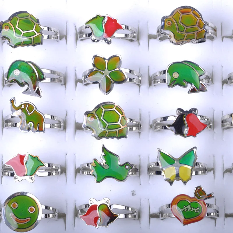 Регулируемые кольца 10 шт./лот с изменением температуры эмоциями ощущением цвета