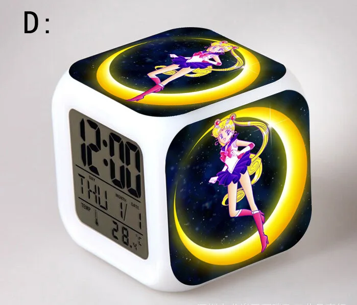 PrettySoldier SailorMoon светодиодный 7 цветов Flash цифровой будильники детский ночной