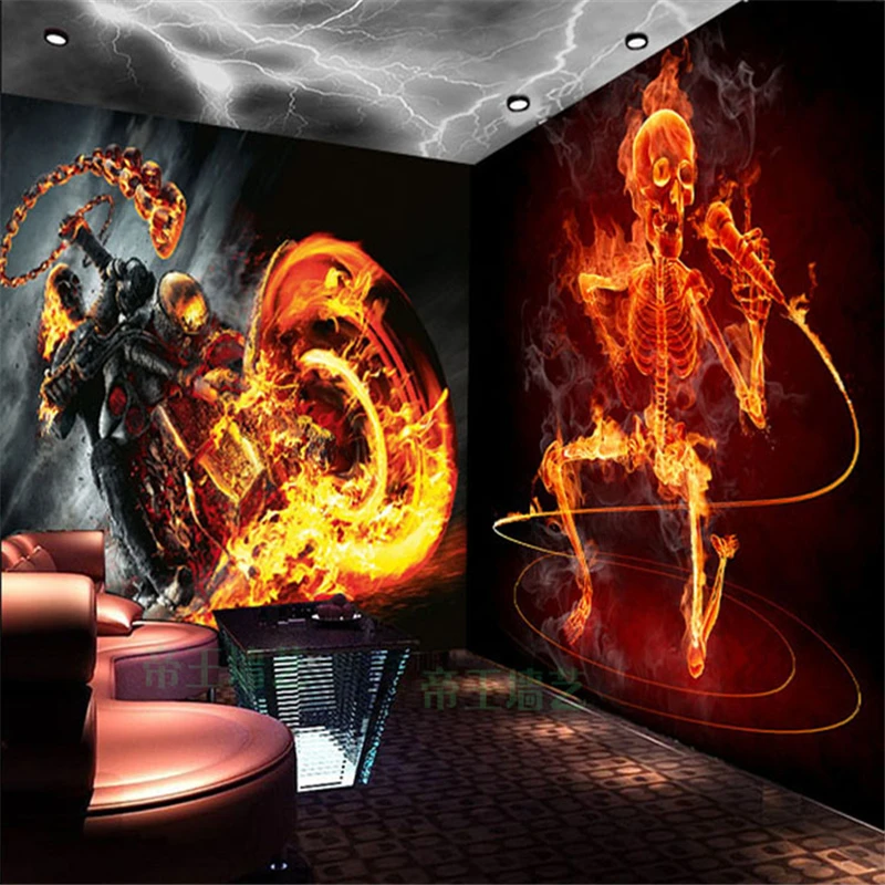 Beibehang обои на заказ 3D KTV Скелет Большие Настенные Лазерная отражающая гитара