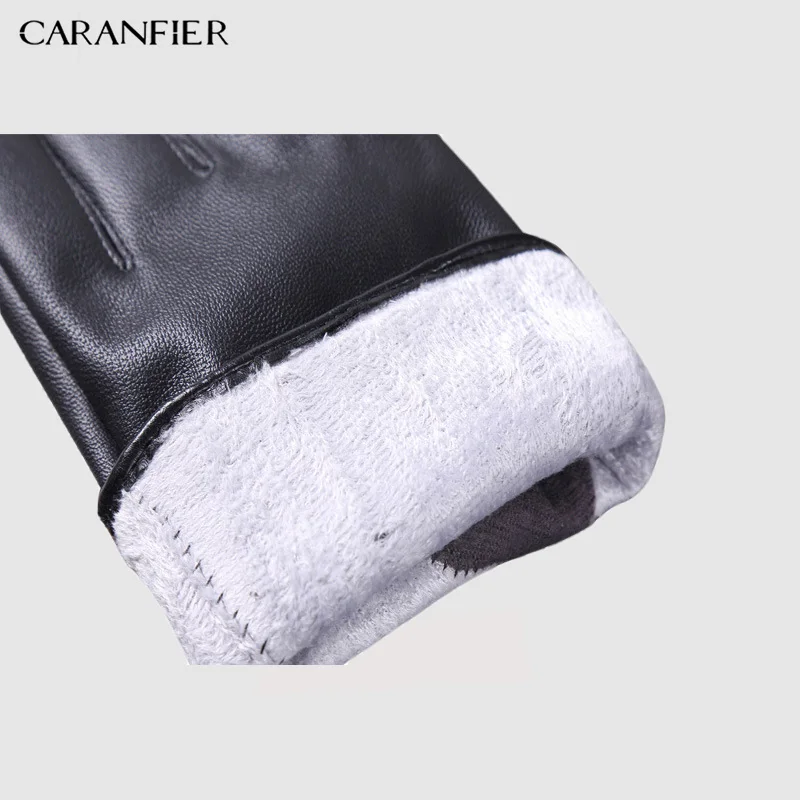CARANFIER Новые осенне-зимние мужские перчатки из искусственной кожи модные перчатки с сенсорным экраном теплые зимние перчатки мужские варежки для вождения автомобиля