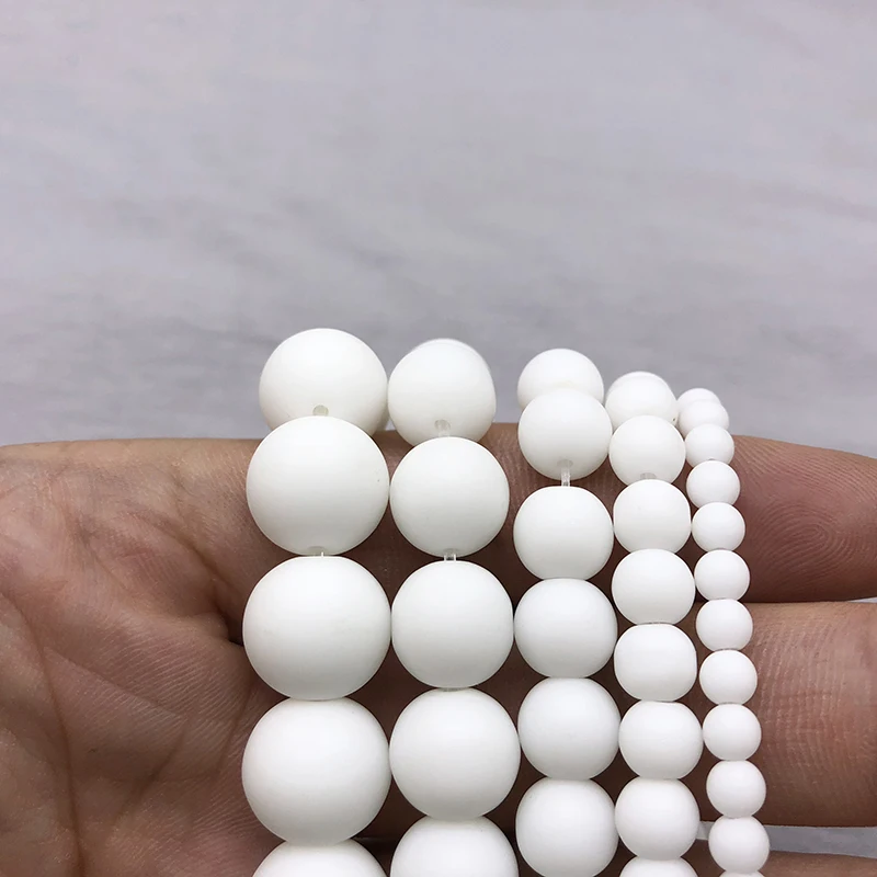 Круглые матовые шарики Frost White круглые с тусклым полированием россыпью 4 6 8 10 12 мм