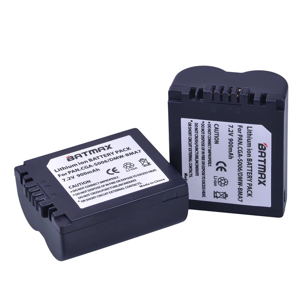 Аккумулятор Batmax для камеры Panasonic 2 шт. аккумулятор CGR CGA S006E S006 S006A BMA7 DMW DMC FZ7 FZ8 FZ18 FZ28