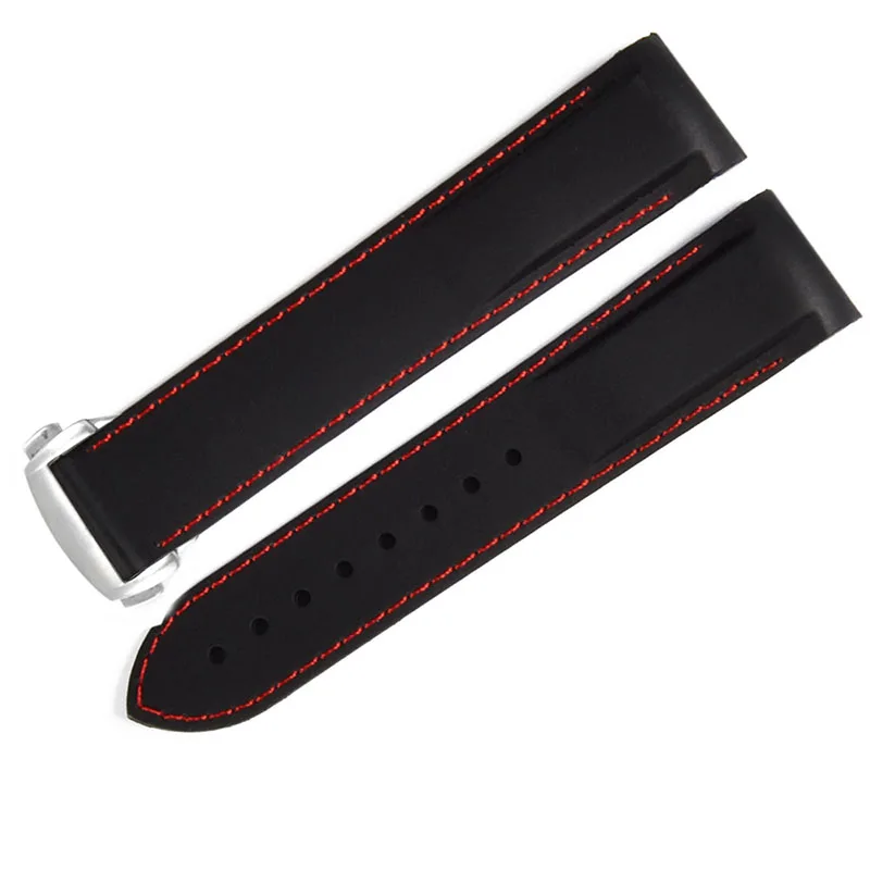 black red polish Водонепроницаемый резиновый силиконовый ремешок для часов Omega AT150 20 мм 22 мм Sea Master 300 черный синий океан спортивный человек 8900+ Инструменты - Цвет ремешка: black red polish