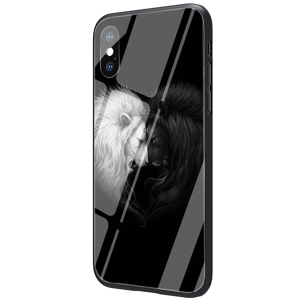 Модный чехол из закаленного стекла с дизайном льва Для iPhone 11 Pro 6 6S Plus 7 8 Plus X XS XR XS Max - Цвет: G9