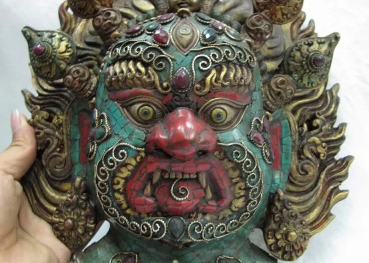 Тибетский Буддизм Деревянный декор бирюзовый коралловые рубин берилл Махакалы