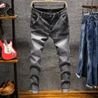 Весенние мужские повседневные брюки, модные однотонные Брендовые мужские брюки, эластичные узкие джинсы хорошего качества, 2018