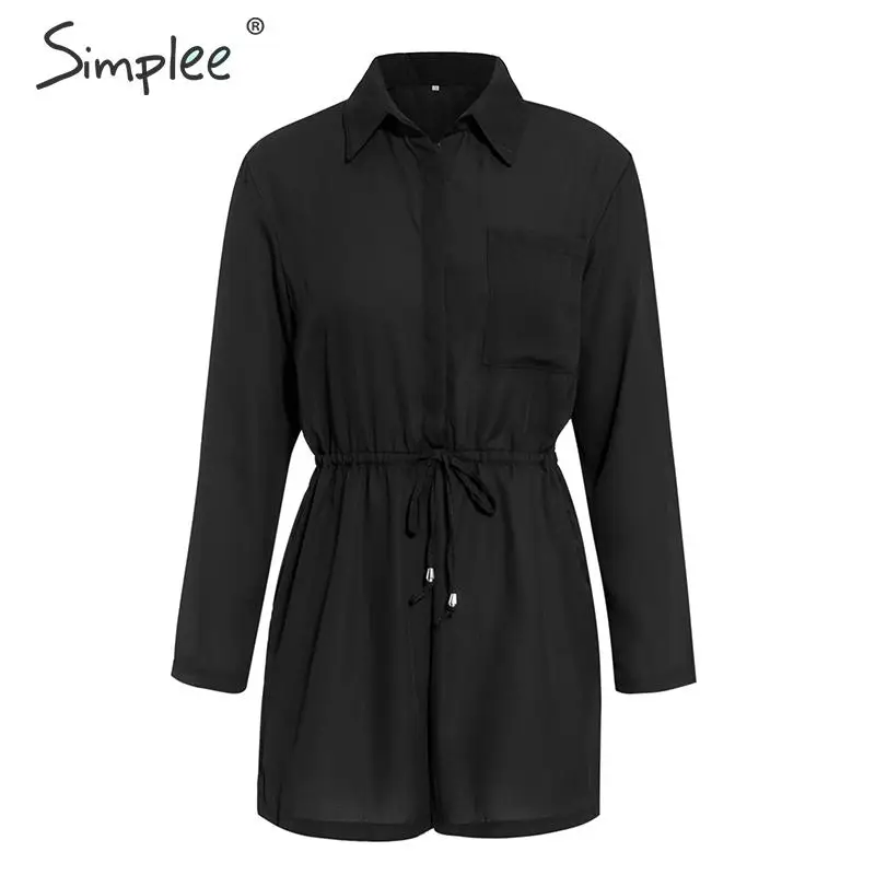 Женский однотонный шифоновый комбинезон Simplee женский с эластичным поясом