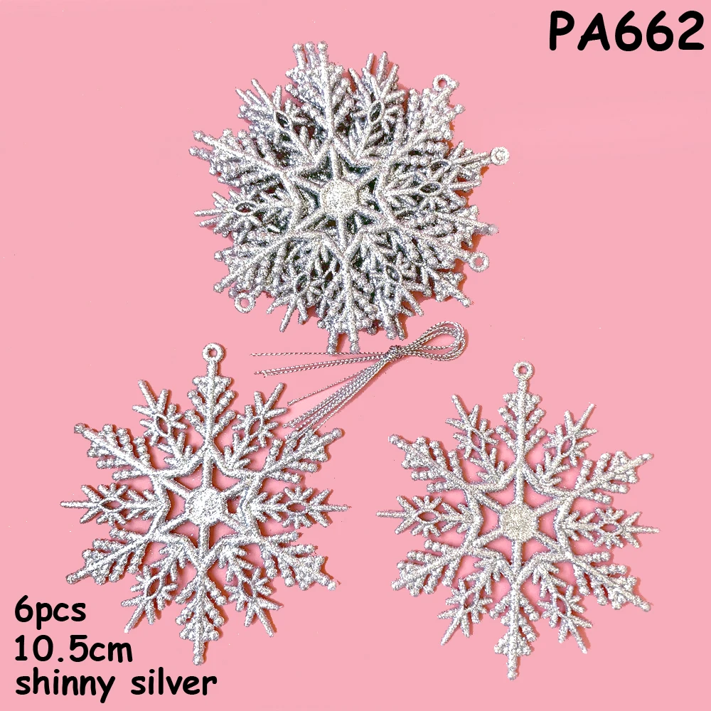 PA662 silver 6 шт./компл. к требованиям заказчика; сверкающие; блестящая Снежинка рождественские украшения для рождественской елки вешалка гирлянда делая рождественские украшения - Цвет: PA662 silver