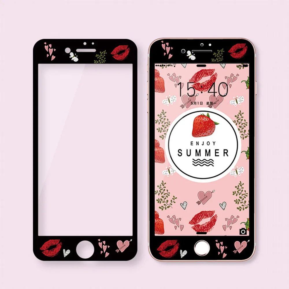 Закаленное стекло для защиты экрана для iphone 8 Plus 6 6s Plus 7 Plus полное покрытие 3D мультфильм изогнутые края защитная пленка JL05 - Цвет: Kiss