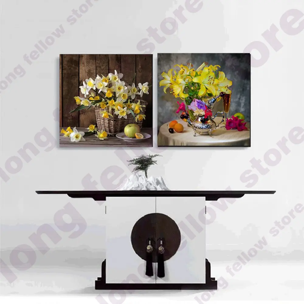 Квадратные плакаты и принты цветы украшения для дома Картина на холсте гостиной