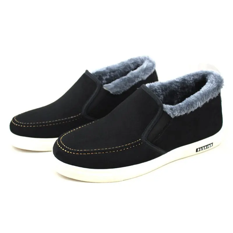Tangnest/Новые Мужская парусиновая обувь зима теплый плюш Slip on ботильоны Для мужчин