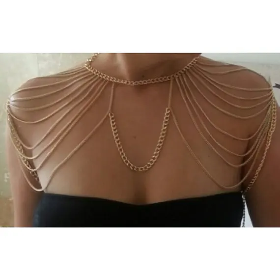 Новинка 2019 Двойная Цепочка на плечо в стиле панк чокер ожерелье Женская Модная