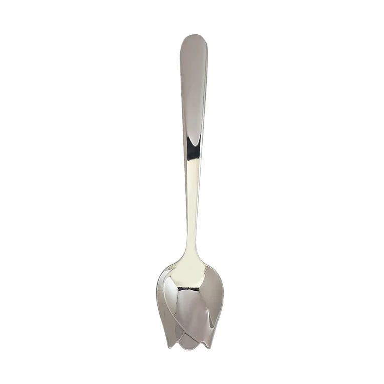 Big Tulip Flower Rose 304 Stainless Steel Coffee Stirring Scoop Dessert Milk Tea Drink Cafe Scoop Teaspoon Tea Dinner Spoon