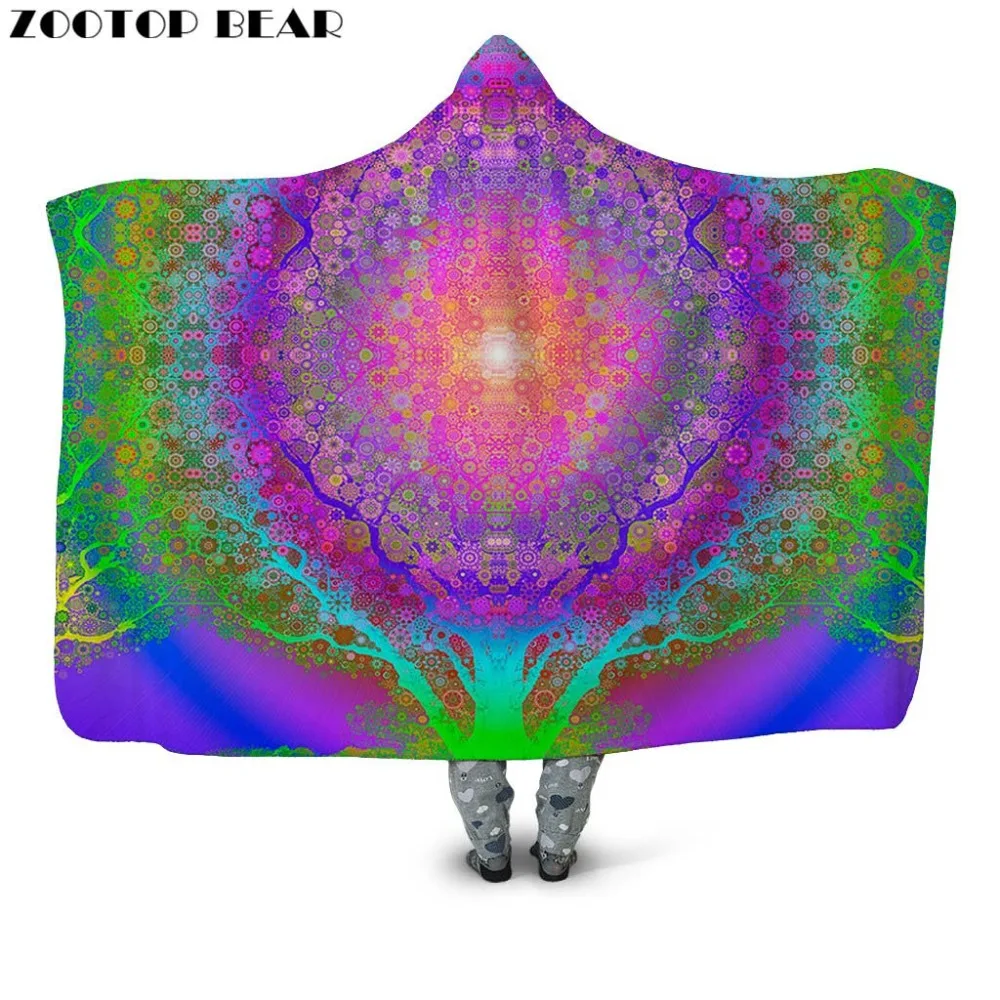 

Single Hooded Blanket 3D Print Color Dream Fashion Plush Soft Plush Bedding Portable Adults Office Wearable Quilts Drop Ship