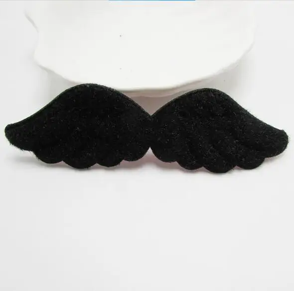 black 40 шт./лот 10,5x3,5 cm Смешанные мягкий пушистый Войлок форма Крыло ангела горный хрусталь аппликации для детей "сделай сам" с заплатами, Детские headwere аксессуары - Цвет: black