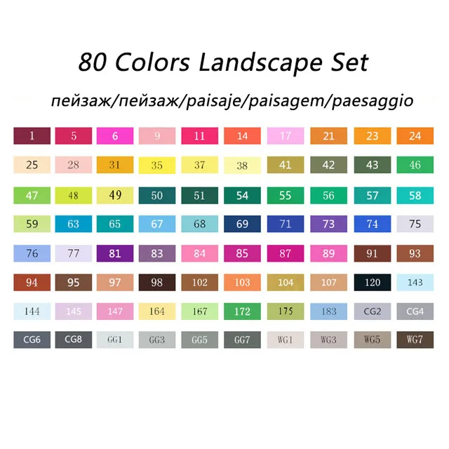 80 landscape set TOUCHNEW 30/40/60/80/168 Цвета маркер для белой доски двойной головкой набор маркеров для эскизов для рисования манга анимация дизайн товары для рукоделия - Цвет: 80 landscape set