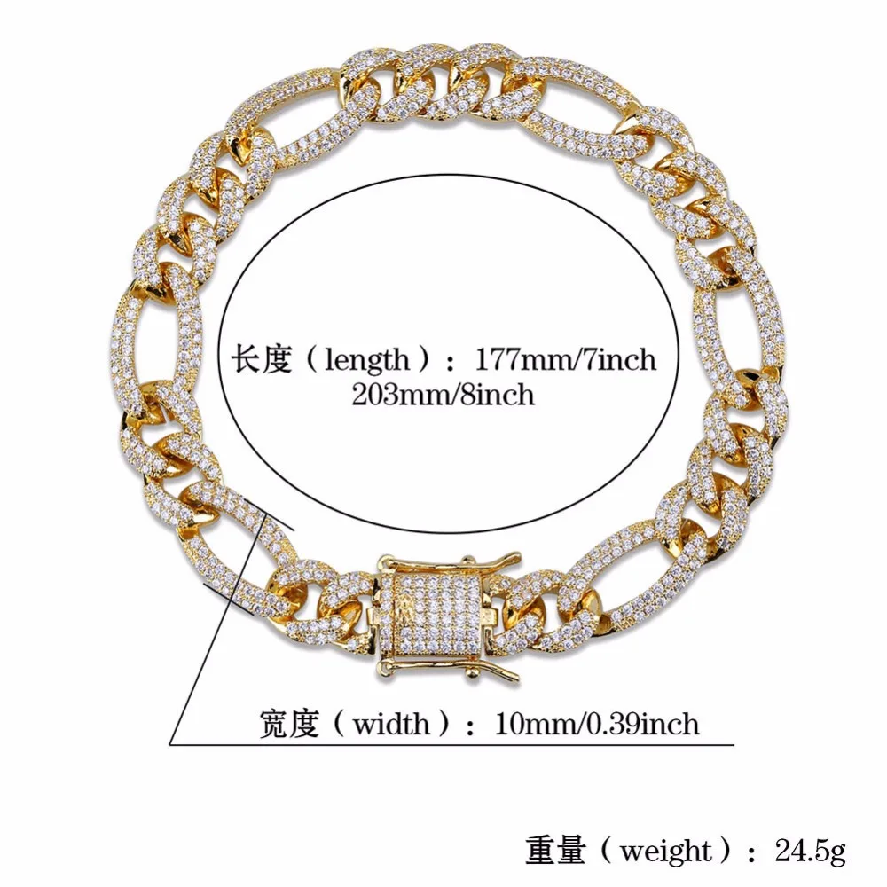 10 мм коробка замок цепи NK браслет для мужчин в стиле хип хоп Bling ограненные Стразы