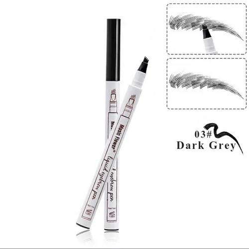 Dark Grey 3 цвета, микроблейдинг, тату-ручка для бровей, 4 головки, тонкий эскиз, жидкий карандаш для бровей, водостойкая татуировка, карандаш для бровей, защита от пятен - Цвет: Dark Grey