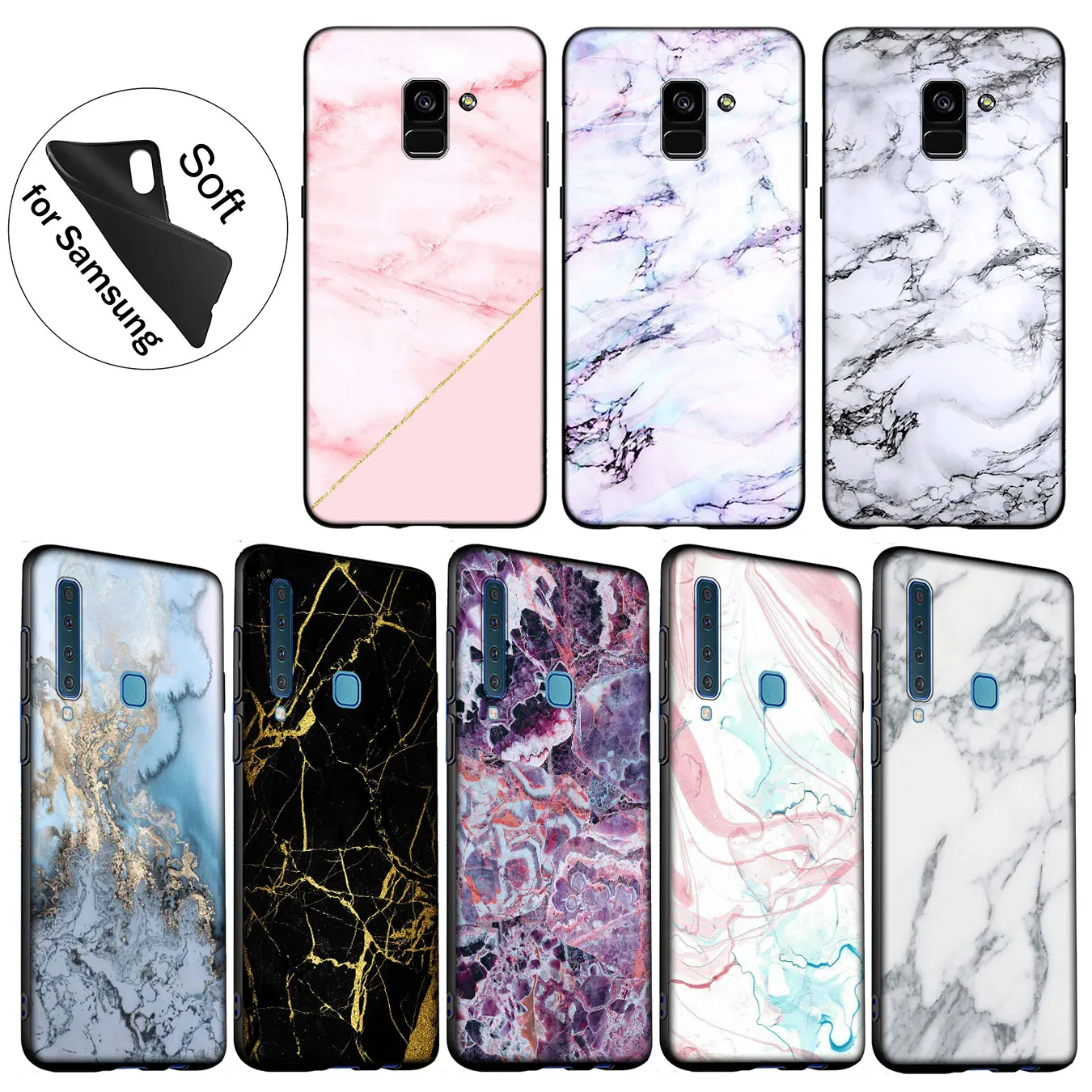 IYICAO розовый мрамор Новинка Fundas Мягкий силиконовый чехол для Samsung Galaxy A6 Plus A9 A8 A7 2018