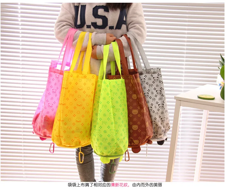 Корейская складная сумка для покупок с мультяшным животным многоразовая