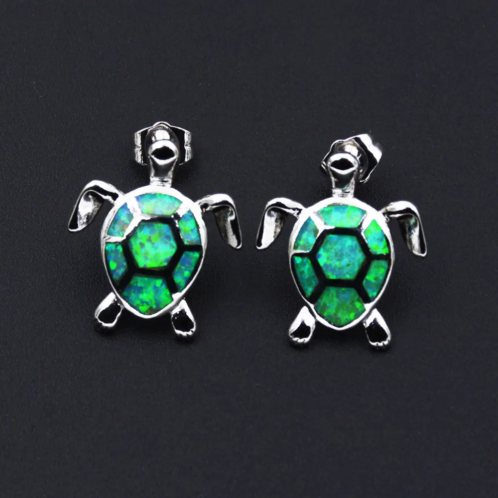 Голубые/белые серьги-гвоздики в виде морской черепахи бесплатная доставка через