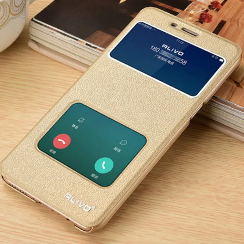 Чехол-книжка для oppo f1s из искусственной кожи с окошком отслеживания | Мобильные