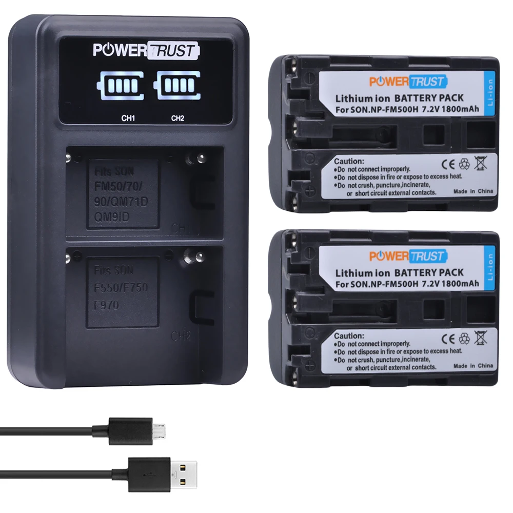 Аккумулятор 2x1800 мАч NP FM500H + двойное зарядное устройство USB со светодиодной
