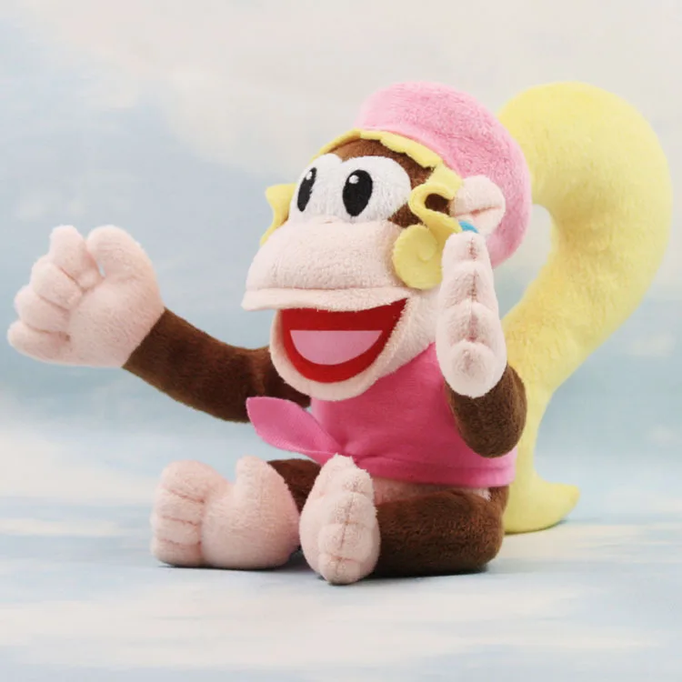 Free Shipping retail 1pcs/Lot Cute Super Mario Bros Dixie Kong Plush Dolls  Toy 18cm New diddy kong sister | АлиЭкспресс