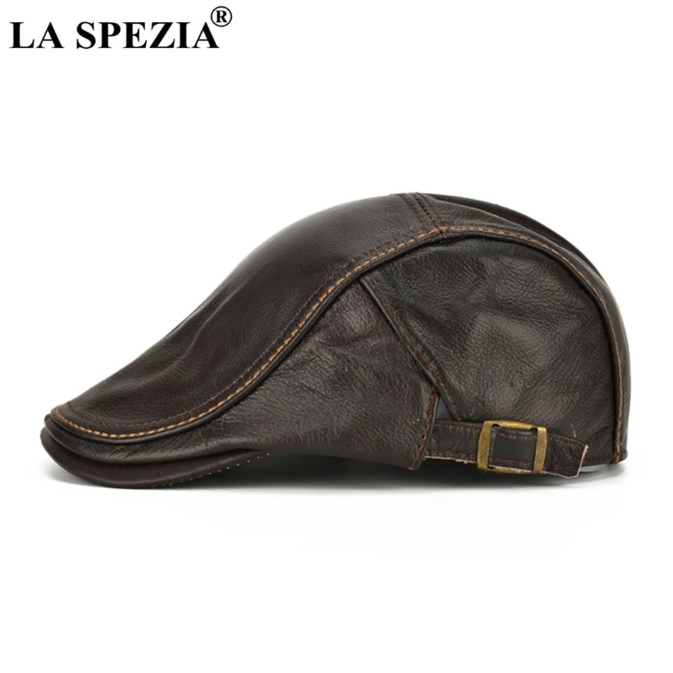 LA SPEZIA, мужские кофейные береты, натуральная кожа, Воловья кожа, плоские шапки, мужские зимние фирменные однотонные, натуральная кожа, утконоса, Ретро стиль, Гэтсби, плюща, шапка