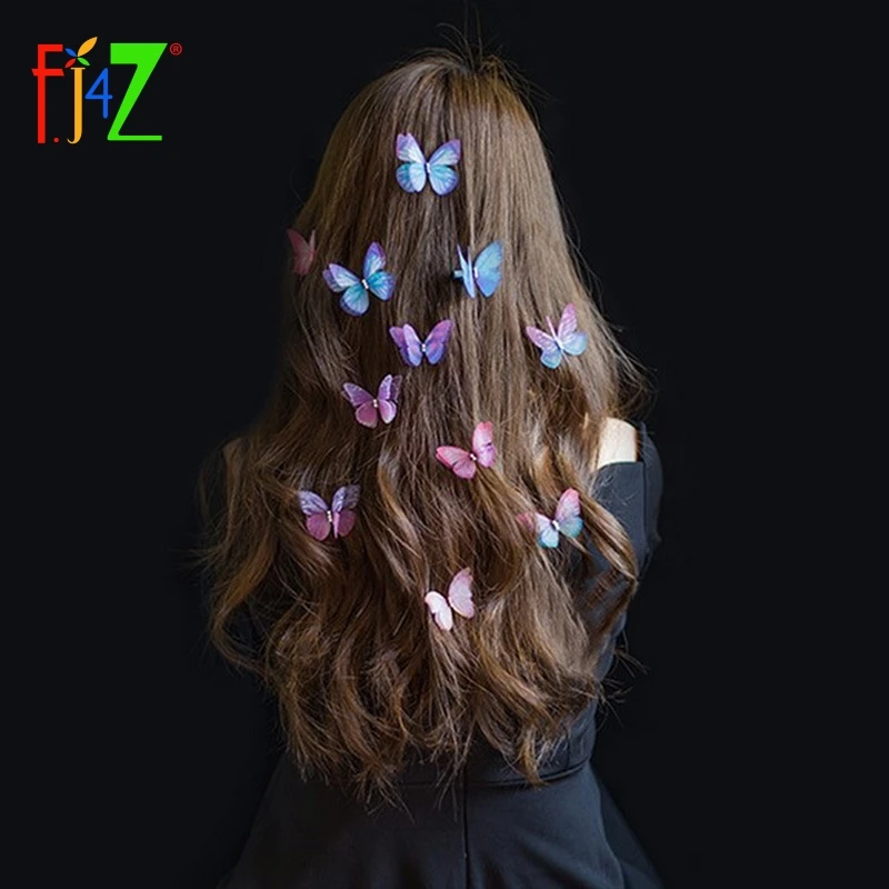 F.J4U 2017 Новые Популярные Заколки Для Волос Модные 3D Ленточные Бабочки для Женщин