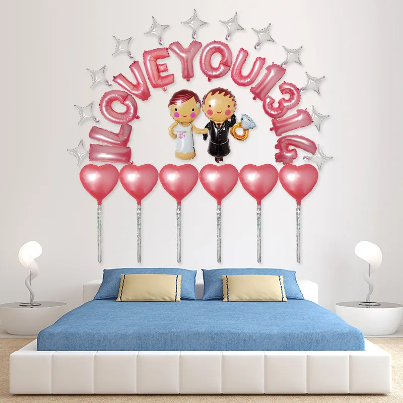 Aluminum Foil Balloon Wedding Engagement Propose Marriage Valentine's Day Room Background Wall Decoration Balloons | Дом и сад