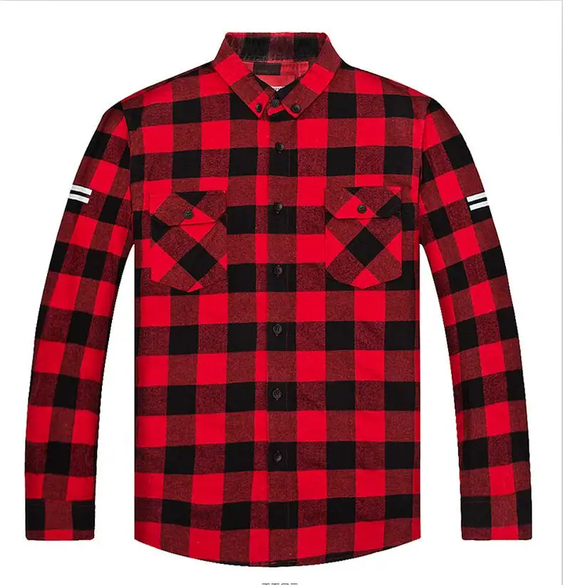 XXL-7XL Плюс Размер Плед Рубашки мужские С Длинным Рукавом Хлопок Фитнес Рубашка