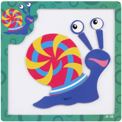 Snail Детские деревянные игрушки 3D Магнитные Головоломки фигуры на доску/Животные познавательные головоломки игрушки для детей творческие Раннее Обучение - Цвет: Snail