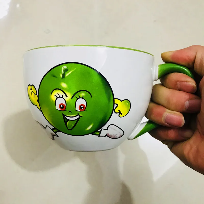 M& M Милая кофейная кружка для завтрака, чайные чашки и кружки с ложкой, керамическая большая емкость, мультяшная марка, креативная посуда для напитков - Цвет: 4