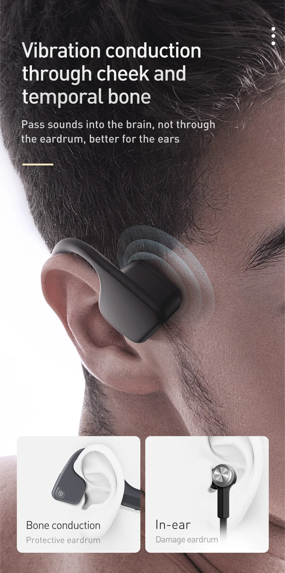 Baseus Bluetooth 5,0, наушники с костной проводимостью, беспроводные Bluetooth наушники, спортивные стерео наушники, гарнитура для iPhone, Xiaomi Pad