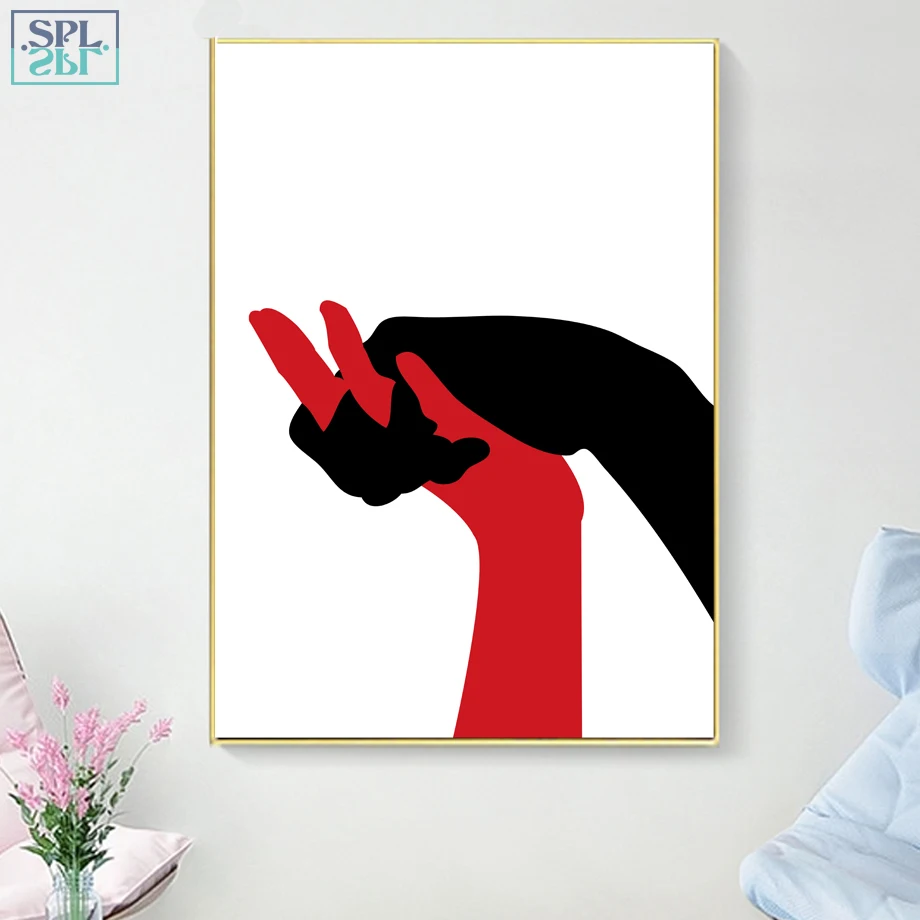 SPLSPL красный носок ручная ножка скандинавские настенные картины черный и белый