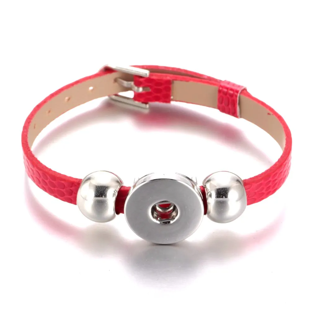 New Arrivals 15 Colors Cheaper PU Leather DIY Armband 18mm Snap Button Bracelet Jewelry SZ0281 - Окраска металла: SZ0281o