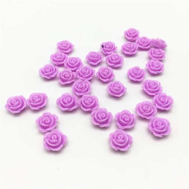 Lilac 200 шт 10 мм розовые цветы с плоским дном полимерные Кабошоны украшения 13 цветов на выбор - Цвет: Lilac